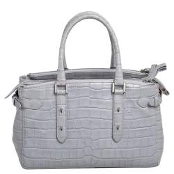 Aspinal Of London Grey Croc Embossed Leather Brook Street Tote