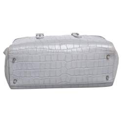 Aspinal Of London Grey Croc Embossed Leather Brook Street Tote