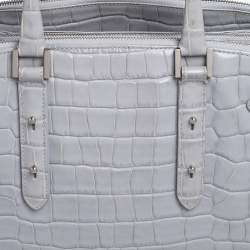 Aspinal Of London Grey Croc Embossed Leather Brook Street Tote