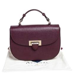 Aspinal Of London Burgundy Leather Letterbox Saddle Top Handle Bag