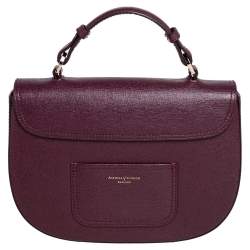 Aspinal Of London Burgundy Leather Letterbox Saddle Top Handle Bag