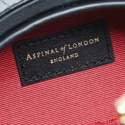 Aspinal Of London Black Croc Embossed Leather Hat Box Shoulder Bag