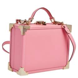 Aspinal Of London Pink Leather Trunk Top Handle Bag