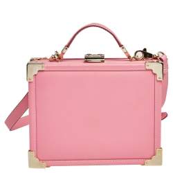Aspinal Of London Pink Leather Trunk Top Handle Bag