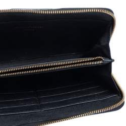 Aspinal Of London Navy Blue Embossed Leather Zip Around Wallet