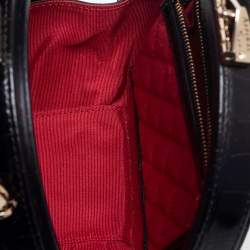 Aspinal Of London Black Croc Embossed Leather Hat Box Shoulder Bag