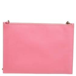 Pre Owned Aspinal Of London Pink Leather Chain Clutch
