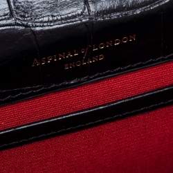 Aspinal Of London Black Croc Embossed Leather Chelsea Shoulder Bag