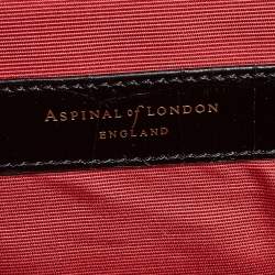 Pre Owned Aspinal Of London Black Croc Embossed Leather Mayfair Top Handle Bag