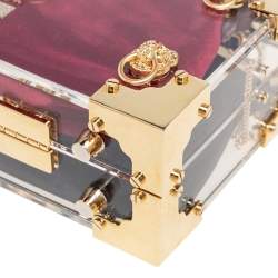 Aspinal Of London Gold/Transparent Acrylic Gold Lion Trunk Top Handle Bag