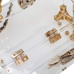 Aspinal Of London Gold/Transparent Acrylic Gold Lion Trunk Top Handle Bag