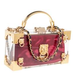 Aspinal Of London Gold/Transparent Acrylic Gold Lion Trunk Top Handle Bag