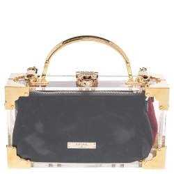 Aspinal Of London Gold/Transparent Acrylic Gold Lion Trunk Top Handle Bag