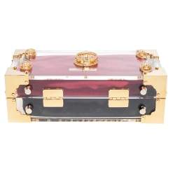 Aspinal Of London Gold/Transparent Acrylic Gold Lion Trunk Top Handle Bag