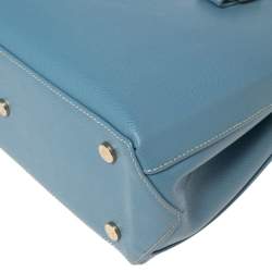 Pre Owned Aspinal Of London Light Blue Leather Madison Tote