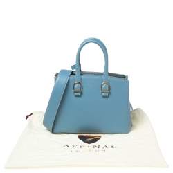 Pre Owned Aspinal Of London Light Blue Leather Madison Tote