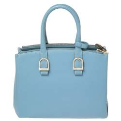 Pre Owned Aspinal Of London Light Blue Leather Madison Tote
