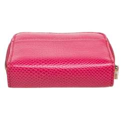 Aspinal of London Pink Snake Embossed Leather Zip Around Compact Wallet