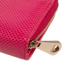 Aspinal of London Pink Snake Embossed Leather Zip Around Compact Wallet