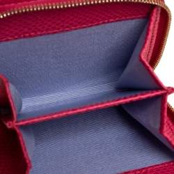 Aspinal of London Pink Snake Embossed Leather Zip Around Compact Wallet