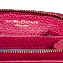 Aspinal of London Pink Snake Embossed Leather Zip Around Compact Wallet