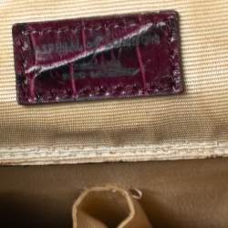 Pre Owned Aspinal Of London Burgundy Croc Embossed Leather Brook Street Tote