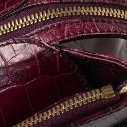 Pre Owned Aspinal Of London Burgundy Croc Embossed Leather Brook Street Tote