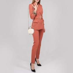 Aspinal Of London Cream Croc Embossed Leather Hat Box Shoulder Bag