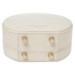 Aspinal Of London Cream Croc Embossed Leather Hat Box Shoulder Bag
