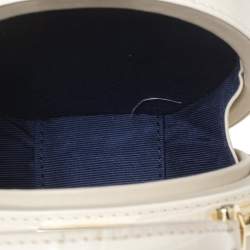 Aspinal Of London Cream Croc Embossed Leather Hat Box Shoulder Bag