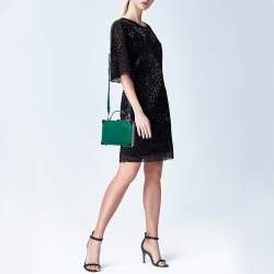 Aspinal Of London Green Croc Embossed Leather Trunk Top Handle Bag