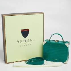 Aspinal Of London Green Croc Embossed Leather Trunk Top Handle Bag