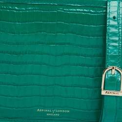 Aspinal Of London Green Croc Embossed Leather Trunk Top Handle Bag
