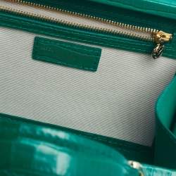 Aspinal Of London Green Croc Embossed Leather Trunk Top Handle Bag
