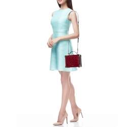 Aspinal of London Red Croc Embossed Leather Mini Trunk Top Handle Bag