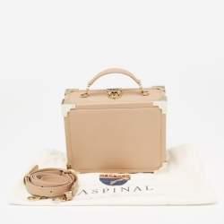 Aspinal of London Beige Leather Mini Trunk Top Handle Bag