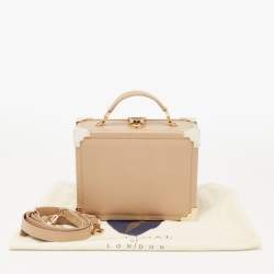 Aspinal of London Beige Leather Mini Trunk Top Handle Bag