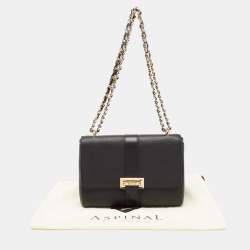 Aspinal Of London Black Leather Lottie Shoulder Bag