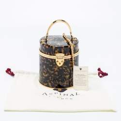 Aspinal Of London Gold/Brown Tortoiseshell Plexiglass Pandora Bag