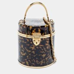 Aspinal Of London Gold/Brown Tortoiseshell Plexiglass Pandora Bag