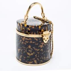 Aspinal Of London Gold/Brown Tortoiseshell Plexiglass Pandora Bag