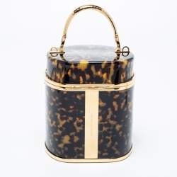 Aspinal Of London Gold/Brown Tortoiseshell Plexiglass Pandora Bag