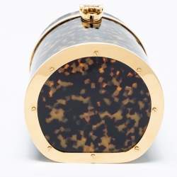 Aspinal Of London Gold/Brown Tortoiseshell Plexiglass Pandora Bag