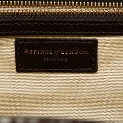 Aspinal of London Brown Croc Embossed Leather Mini Trunk Top Handle Bag