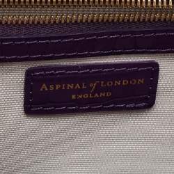 Aspinal of London Purple Croc Embossed Leather Mini Trunk Top Handle Bag
