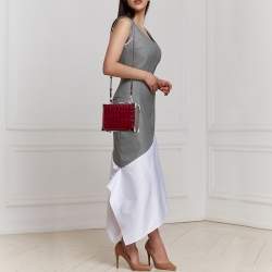 Aspinal Of London Burgundy Croc Embossed Leather Trunk Top Handle Bag