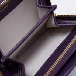 Aspinal of London Purple Croc Embossed Leather Zip Around Compact Wallet