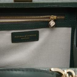Aspinal of London Green Croc Embossed Leather Mini Trunk Top Handle Bag
