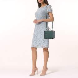 Aspinal of London Green Croc Embossed Leather Mini Trunk Top Handle Bag