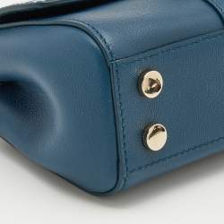 Aspinal Of London Blue Leather And Croc Embossed Leather Lottie Shoulder Bag